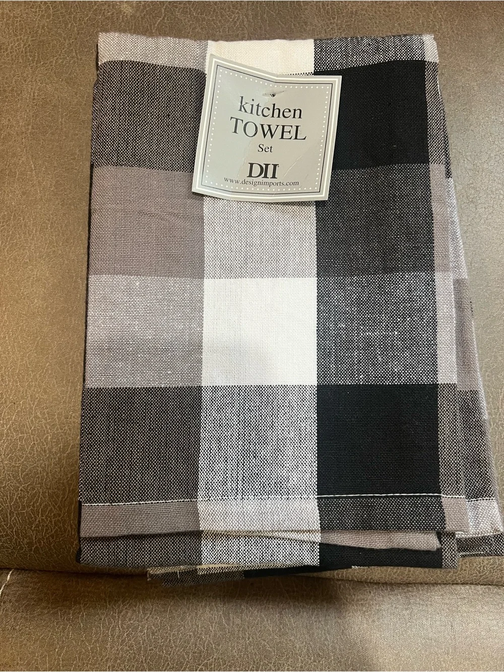 QVC Black and White Buffalo Check Kitchen Towels - Set of 3
